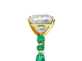 Yellow gold Princess Cut Diamond Ring with Marquise and Round with Emerald side stone Side Stones and Four-Prong Setting_65