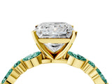Yellow gold Princess Cut Diamond Ring with Marquise and Round with Green Sapphire side stone Side Stones and Four-Prong Setting_16