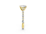 Yellow gold Princess Cut Diamond Ring with Marquise and Round with Moissanite side stone Side Stones and Four-Prong Setting_62