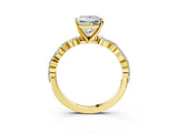 Yellow gold Princess Cut Diamond Ring with Marquise and Round with Moissanite side stone Side Stones and Four-Prong Setting_63