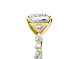 Yellow gold Princess Cut Diamond Ring with Marquise and Round with Moissanite side stone Side Stones and Four-Prong Setting_65