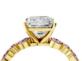 Yellow gold Princess Cut Diamond Ring with Marquise and Round with Morganite side stone Side Stones and Four-Prong Setting_28