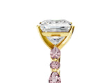 Yellow gold Princess Cut Diamond Ring with Marquise and Round with Morganite side stone Side Stones and Four-Prong Setting_29
