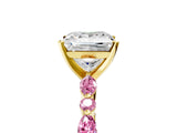 Yellow gold Princess Cut Diamond Ring with Marquise and Round with Pink Sapphire side stone Side Stones and Four-Prong Setting_17