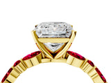 Yellow gold Princess Cut Diamond Ring with Marquise and Round with Ruby side stone Side Stones and Four-Prong Setting_40