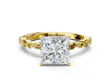 Yellow gold Princess Cut Diamond Ring with Marquise and Round with Yellow Sapphire side stone Side Stones and Four-Prong Setting_24