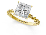 Yellow gold Princess Cut Diamond Ring with Marquise and Round with Yellow Sapphire side stone Side Stones and Four-Prong Setting_25