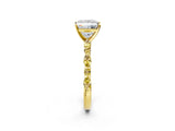 Yellow gold Princess Cut Diamond Ring with Marquise and Round with Yellow Sapphire side stone Side Stones and Four-Prong Setting_26