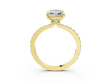 Yellow gold Princess Cut Diamond Ring with Pavé Band and Four-Prong Setting_58