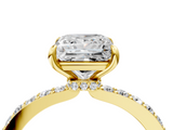 Yellow gold Princess Cut Diamond Ring with Pavé Band and Four-Prong Setting_59