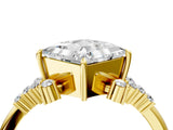 Yellow gold Princess Cut Diamond Ring with Side Stones and Four-Prong Setting_123
