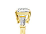 Yellow gold Princess Cut Diamond Ring with Tapered Baguette Side Stones in Four-Prong Setting_32