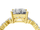 Yellow gold Princess Cut Diamond Scattered Round Accent Ring with Prong Setting_16
