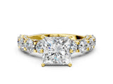 Yellow gold Princess Cut Diamond Side Stone Engagement Ring with Four-Prong Setting_24