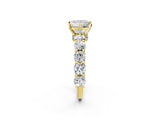 Yellow gold Princess Cut Diamond Side Stone Engagement Ring with Four-Prong Setting_26