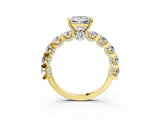 Yellow gold Princess Cut Diamond Side Stone Engagement Ring with Four-Prong Setting_27