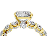 Yellow gold Princess Cut Diamond Side Stone Engagement Ring with Four-Prong Setting_28