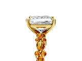 Yellow gold Princess Cut Diamond Side Stone Solitaire Ring with Round with Citrine side stone and Four-Prong Setting_5