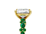 Yellow gold Princess Cut Diamond Side Stone Solitaire Ring with Round with Emerald side stone and Four-Prong Setting_5