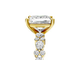 Yellow gold Princess Cut Diamond Side Stone Solitaire Ring with Round with Moissanite side stone and Four-Prong Setting_5