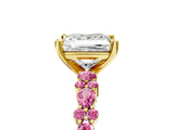 Yellow gold Princess Cut Diamond Side Stone Solitaire Ring with Round with Pink Sapphire side stone and Four-Prong Setting_5