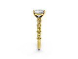 Yellow gold Princess Cut Diamond Side Stone Solitaire Ring with Round with Yellow Sapphire side stone and Four-Prong Setting_2