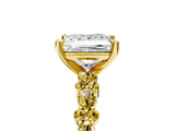 Yellow gold Princess Cut Diamond Side Stone Solitaire Ring with Round with Yellow Sapphire side stone and Four-Prong Setting_5