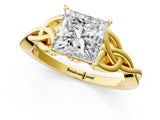 Yellow gold Princess Cut Diamond Solitaire Celtic Knot Ring with Four-Prong Setting_94
