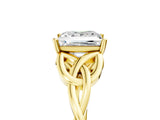 Yellow gold Princess Cut Diamond Solitaire Celtic Knot Ring with Four-Prong Setting_98