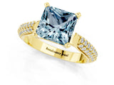 Yellow gold Princess Cut Diamond Solitaire Engagement Ring with Pavé Band and Four-Prong Setting_1