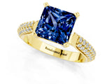 Yellow gold Princess Cut Diamond Solitaire Engagement Ring with Pavé Band and Four-Prong Setting_1
