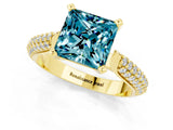 Yellow gold Princess Cut Diamond Solitaire Engagement Ring with Pavé Band and Four-Prong Setting_1