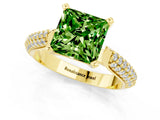 Yellow gold Princess Cut Diamond Solitaire Engagement Ring with Pavé Band and Four-Prong Setting_1