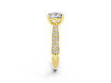 Yellow gold Princess Cut Diamond Solitaire Engagement Ring with Pavé Band and Four-Prong Setting_2