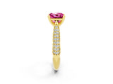 Yellow gold Princess Cut Diamond Solitaire Engagement Ring with Pavé Band and Four-Prong Setting_2
