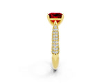 Yellow gold Princess Cut Diamond Solitaire Engagement Ring with Pavé Band and Four-Prong Setting_2