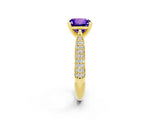 Yellow gold Princess Cut Diamond Solitaire Engagement Ring with Pavé Band and Four-Prong Setting_2