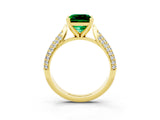 Yellow gold Princess Cut Diamond Solitaire Engagement Ring with Pavé Band and Four-Prong Setting_2