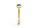 Yellow gold Princess Cut Diamond Solitaire Engagement Ring with Pavé Band and Four-Prong Setting_2