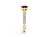 Yellow gold Princess Cut Diamond Solitaire Engagement Ring with Pavé Band and Four-Prong Setting_2