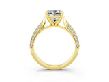 Yellow gold Princess Cut Diamond Solitaire Engagement Ring with Pavé Band and Four-Prong Setting_3