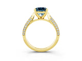 Yellow gold Princess Cut Diamond Solitaire Engagement Ring with Pavé Band and Four-Prong Setting_3