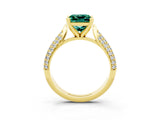Yellow gold Princess Cut Diamond Solitaire Engagement Ring with Pavé Band and Four-Prong Setting_3