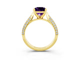 Yellow gold Princess Cut Diamond Solitaire Engagement Ring with Pavé Band and Four-Prong Setting_3