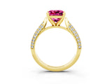 Yellow gold Princess Cut Diamond Solitaire Engagement Ring with Pavé Band and Four-Prong Setting_3