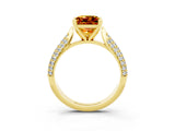 Yellow gold Princess Cut Diamond Solitaire Engagement Ring with Pavé Band and Four-Prong Setting_3