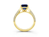 Yellow gold Princess Cut Diamond Solitaire Engagement Ring with Pavé Band and Four-Prong Setting_3