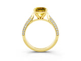 Yellow gold Princess Cut Diamond Solitaire Engagement Ring with Pavé Band and Four-Prong Setting_3
