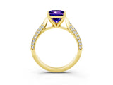 Yellow gold Princess Cut Diamond Solitaire Engagement Ring with Pavé Band and Four-Prong Setting_3