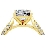 Yellow gold Princess Cut Diamond Solitaire Engagement Ring with Pavé Band and Four-Prong Setting_4